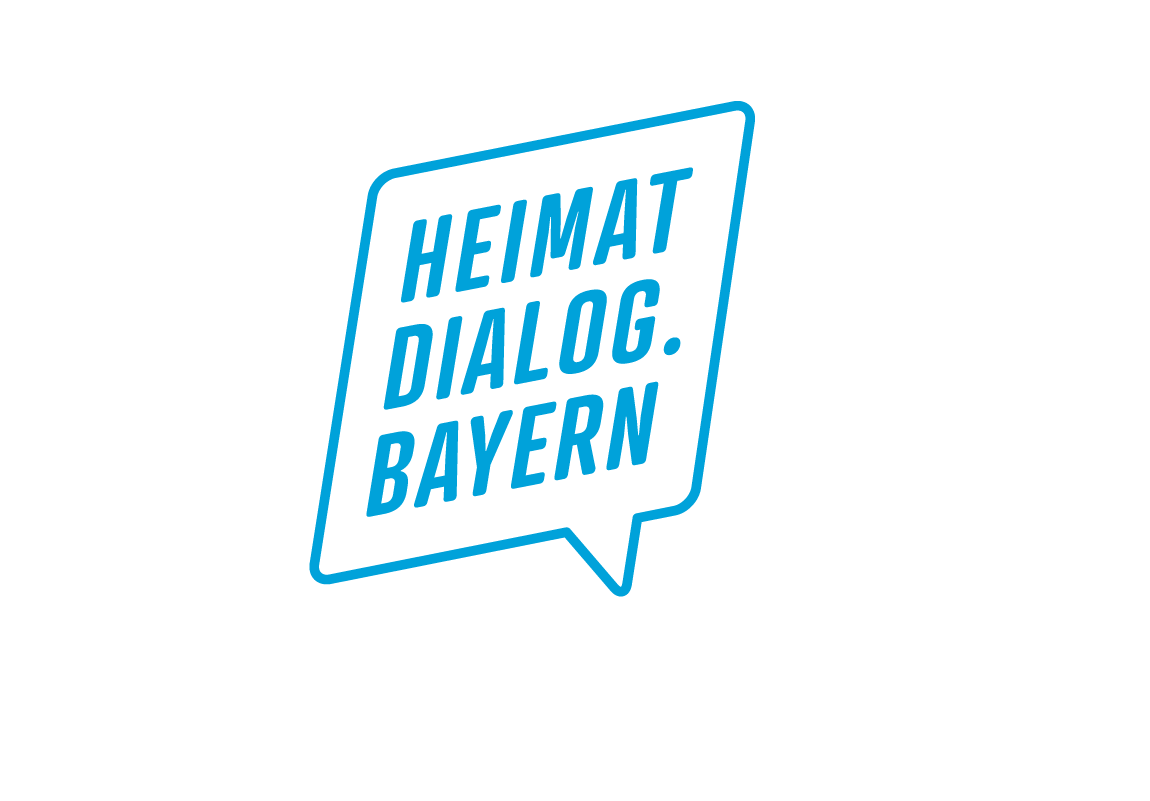 Heimatdialogbayern in blauer Schrift